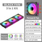 Teucer 12cm Silent PWM Control Fan 5V 3Pin ARGB with AURA SYNC 4Pin Chassis Fan for PC Case Water Cooling