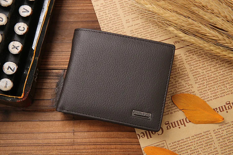 100% Genuine Leather Men Wallets Premium Product Real Cowhide Wallets for Man Short Black Walet Portefeuille Homme