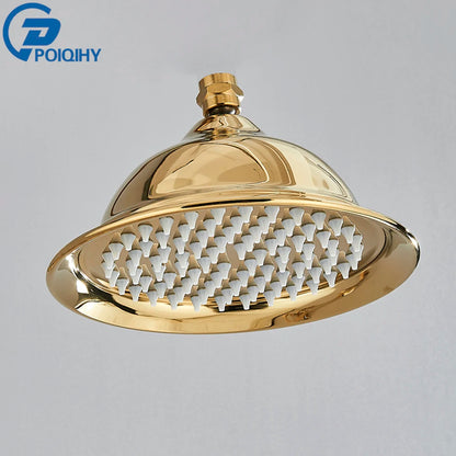 POIQIHY Brass Golden Rainfall Shower Head Shower Faucet Head Bathroom Replace Rain Showerhead Antique Brass Showerhead Accessory