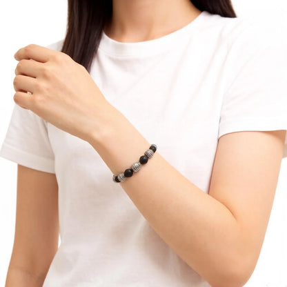 Bracelet Hero Rebel Bead Europe Style Fashion Jewelry Gift For Men And Women,In Sterling Silver And Black Obsidian