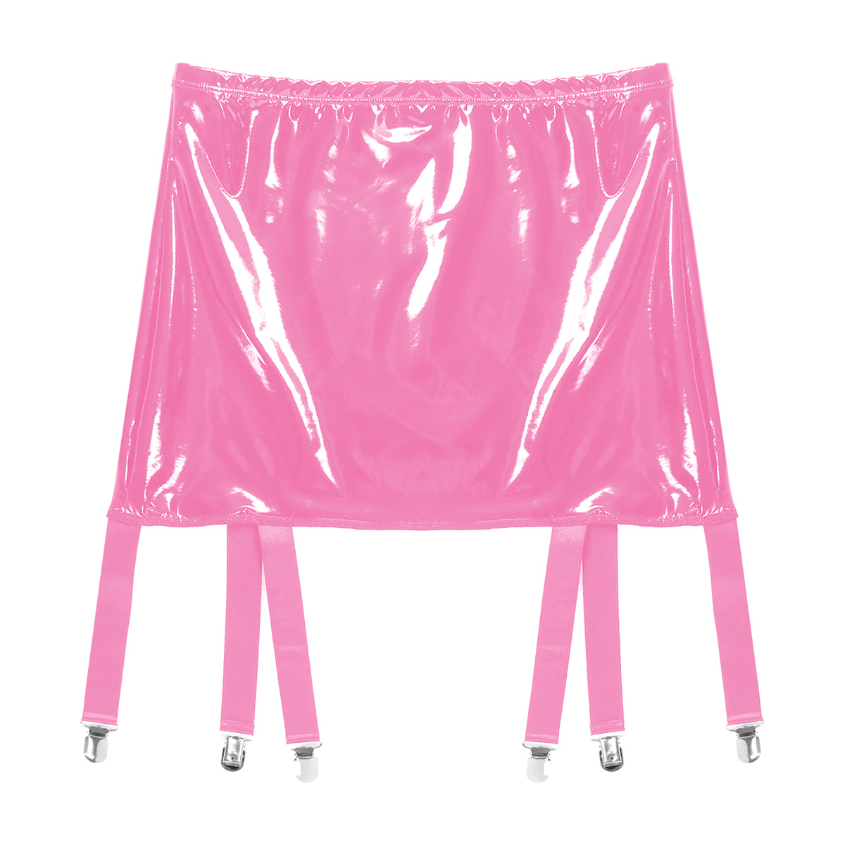 Women's Garter Straps Pencil Skirts Patent Leather Wet Look Garter Belt Short Mini Skirts with Buckle Clips Sexy Clubwear Party
