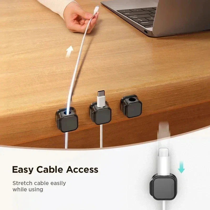 3/6/12Pcs/Set Magnetic Cable Clips Cable Organiser Adjustable Cord Holder Under Desk Organizing Cable Management Holder