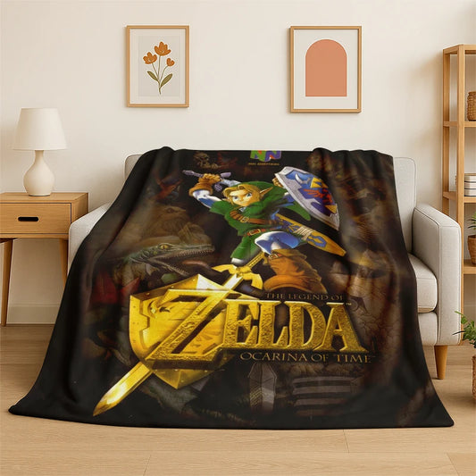 Classic Game Z-Zelda Cartoon Link Flannel Blanket Soft Warm Throw Blanket for Bedroom Living Room Bed Travel Camping Picnic