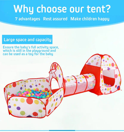IMBABY 3 in 1 Ball Pool Folding Tent Tunnel for Children Ball Pit Playpen Crawling Tunnel Playground Corral Demgames Games Fence