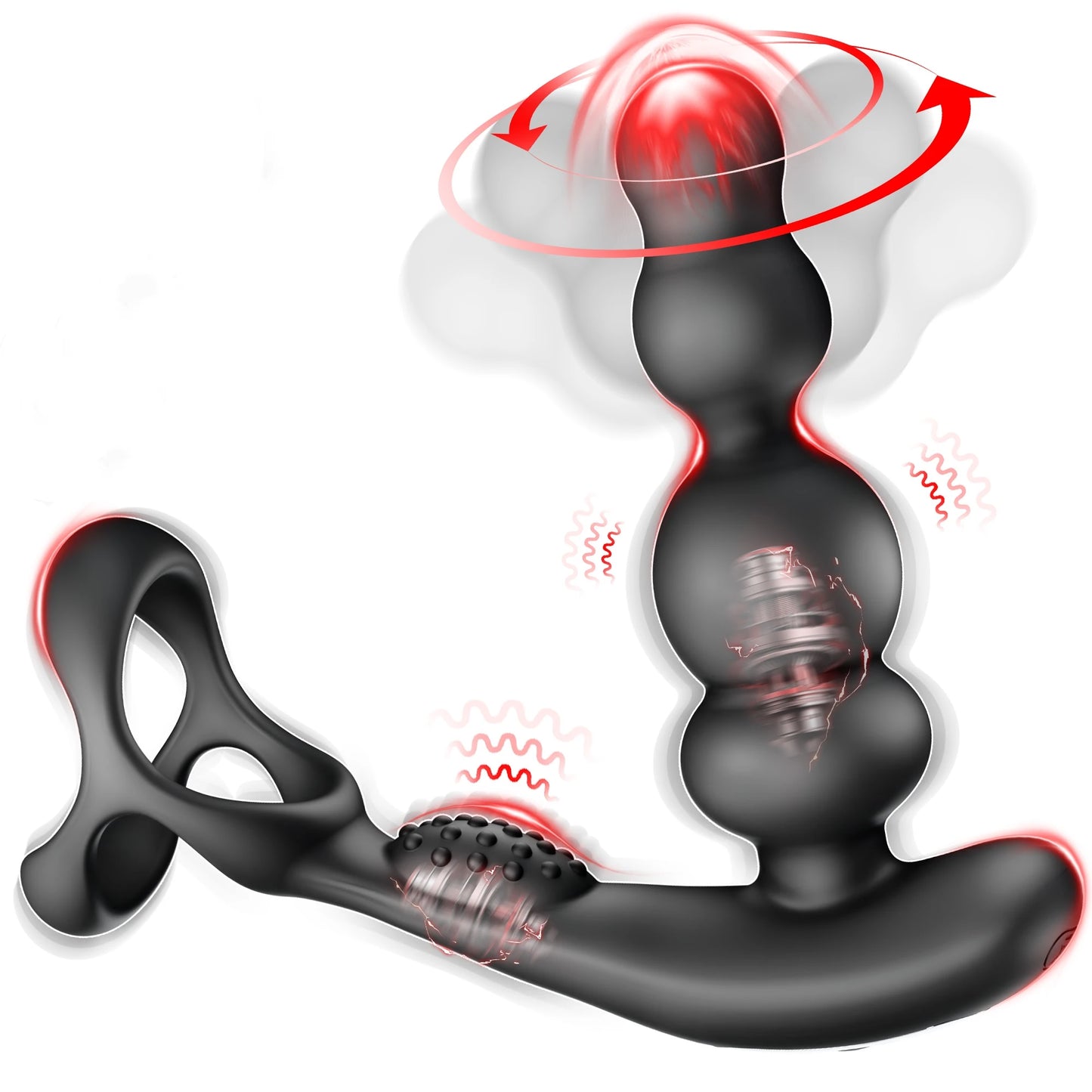 Anal Vibrator 360 Rotate Anal Beads Male Prostate Massager with Cock Ring Wireless Control Vibrating Butt Plug Sex Toys for Men