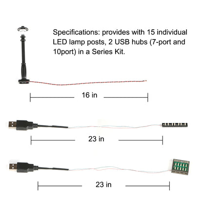 15pcs City Street Light Led (10 in 1 USB Powered) Building Block Lamp MOC Compatible with Bricks DIY 2039 11062