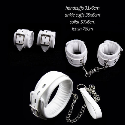Thierry 3Pcs Soft Bondage Restraints Handcuffs Collar Wrist Ankle Cuffs for Fetish Erotic BDSM Adult Games Couple Sex Product