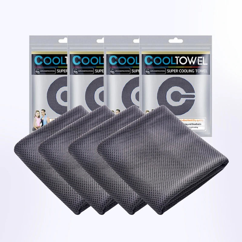 4 Pack Cooling Towels, Soft Breathable Ice Cool Towel for Sports & Outdoor Activities, Quick Dry Sweat Absorbing Cooling