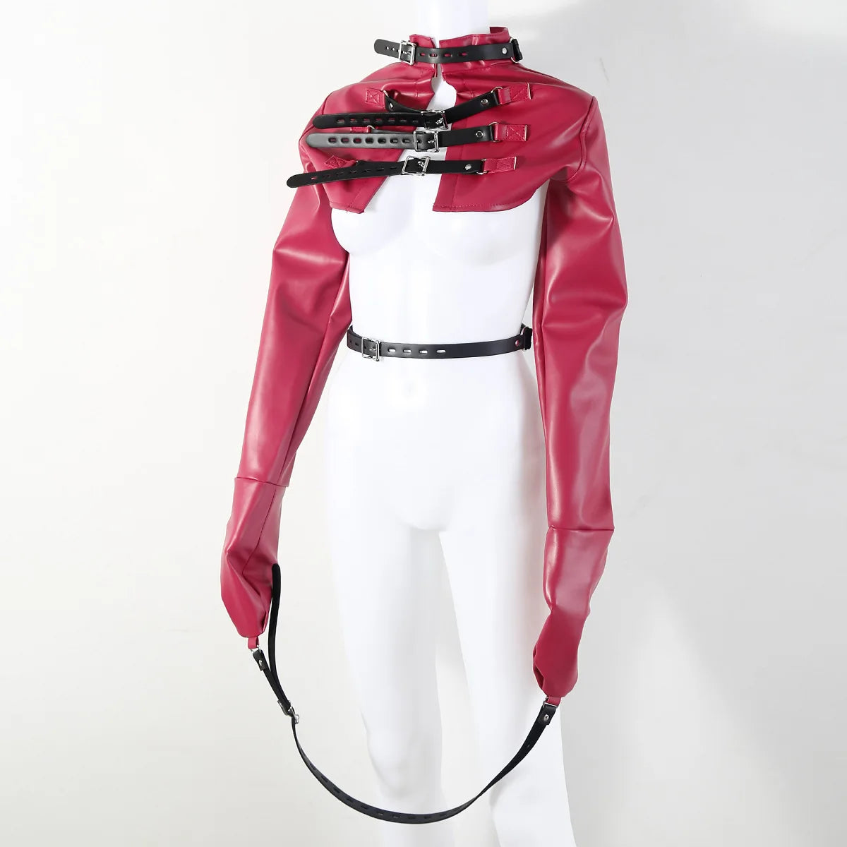BDSM PU Leather Arm Restraint Straightjacket Bondage Slave Jacket for Women Men Adult Sex Toy Role Play Fetish Gear Tool