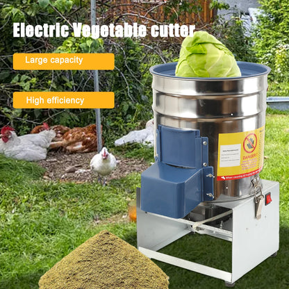 30L Stainless Steel Electric Feed Grinder 550W Vegetable Fruit Shredder 400kg/h for Chickens Ducks Livestock, Side Open Drum 220V Feed Chopper with Copper Motor