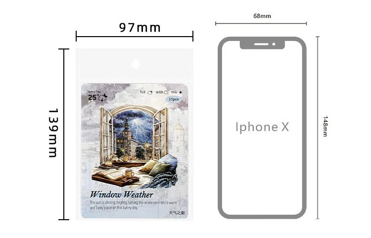 JIANWU Weather Window Series Vintage Plant Flower Landscape Material Collage PET Sticker Creative DIY Journal Stationery