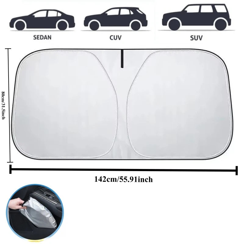 Car Windshield Sun Shade Cover Foldable Visor Protector Interior Anti UV Sun Windscreen Folding Parasol Car Accessories