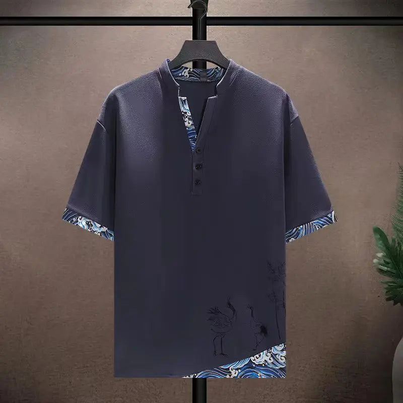 (Shirt + trousers) 2026 summer shirts men fashion Cotton shirts men's breathable sets High quality shirts Two Piece size M-5XL