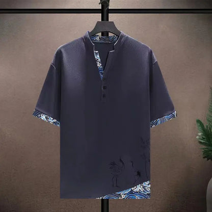 (Shirt + trousers) 2026 summer shirts men fashion Cotton shirts men's breathable sets High quality shirts Two Piece size M-5XL