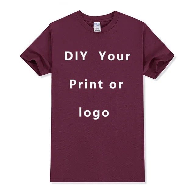 EU size 100% pure cotton custom T-shirt front and back team school uniform store logo text photo for men's personalized high-end