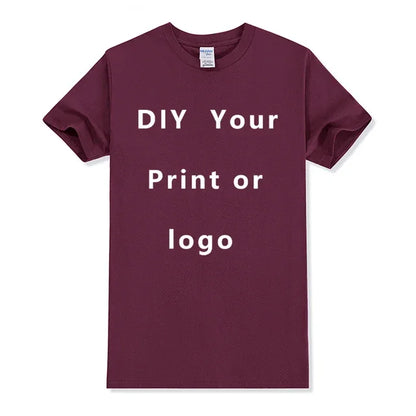 EU size 100% pure cotton custom T-shirt front and back team school uniform store logo text photo for men's personalized high-end