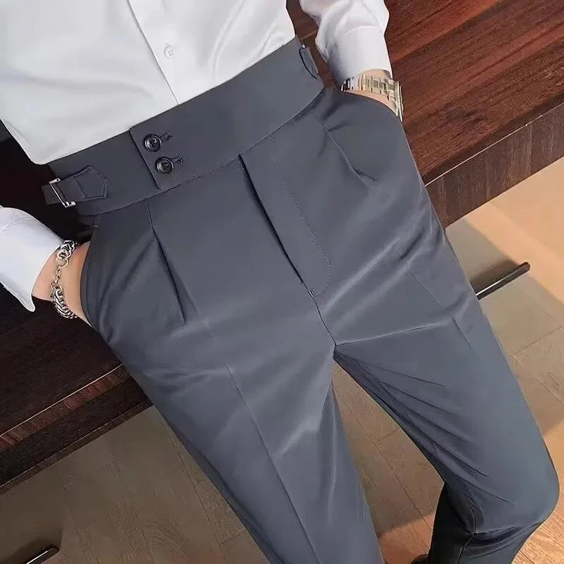 Business Casual Men's Suit Pants Breathable Versatile Korean Style Lightweight Luxury West Pants for Office Work Slim Fit