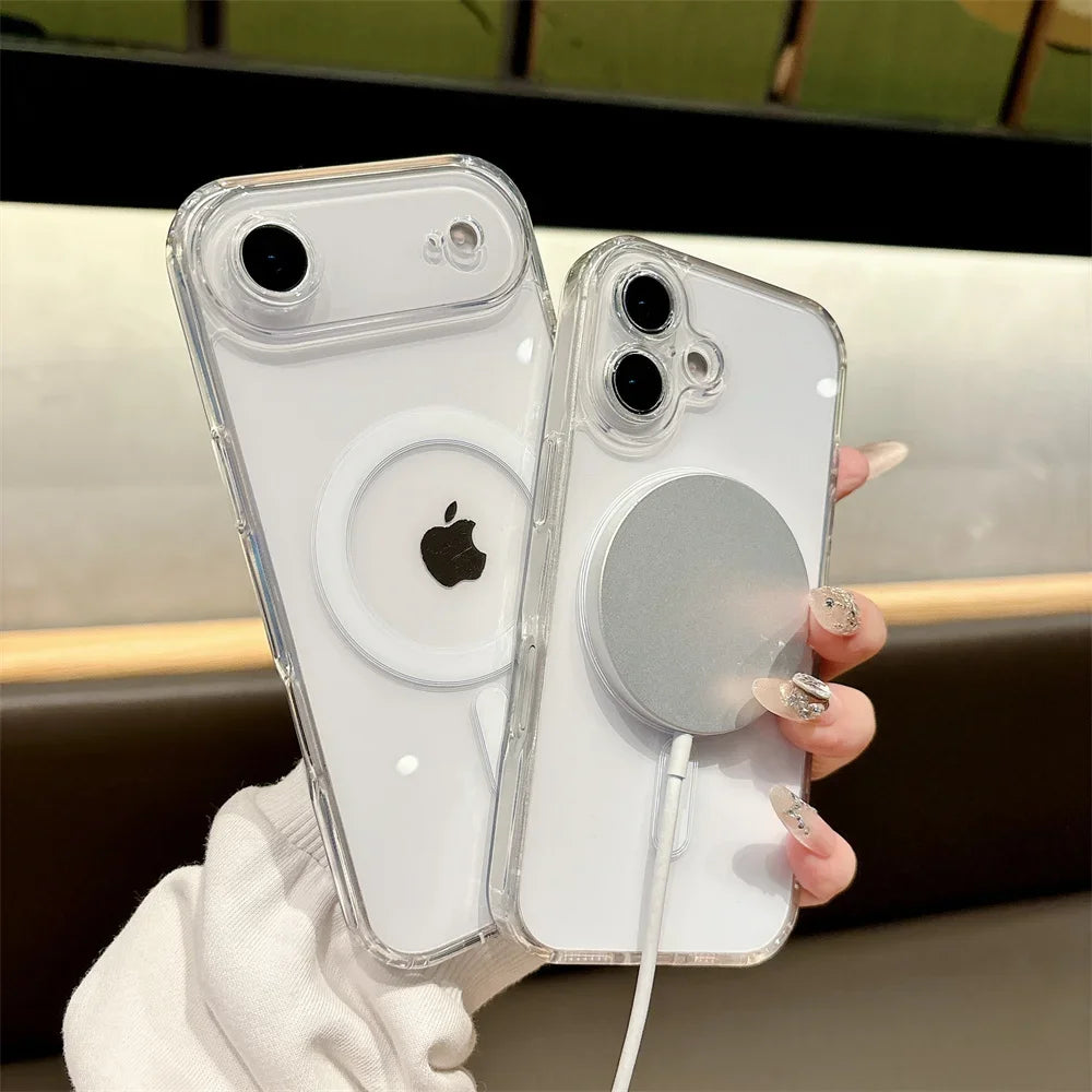 Luxury for Magsafe Magnetic Phone Case for iPhone 17 Pro Max 17 Air 16 Pro 15 14 13 12 11 Transparent Shockproof Protect Cover
