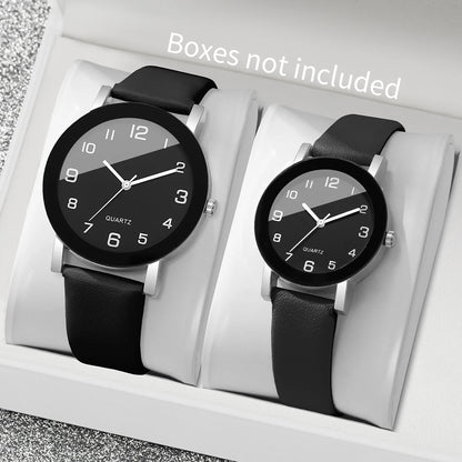 1/2PCS Fashion Couple's Watches Leather Strap Wristwatch Men Women Casual Arabic Dial Quartz Watches (Without Box)
