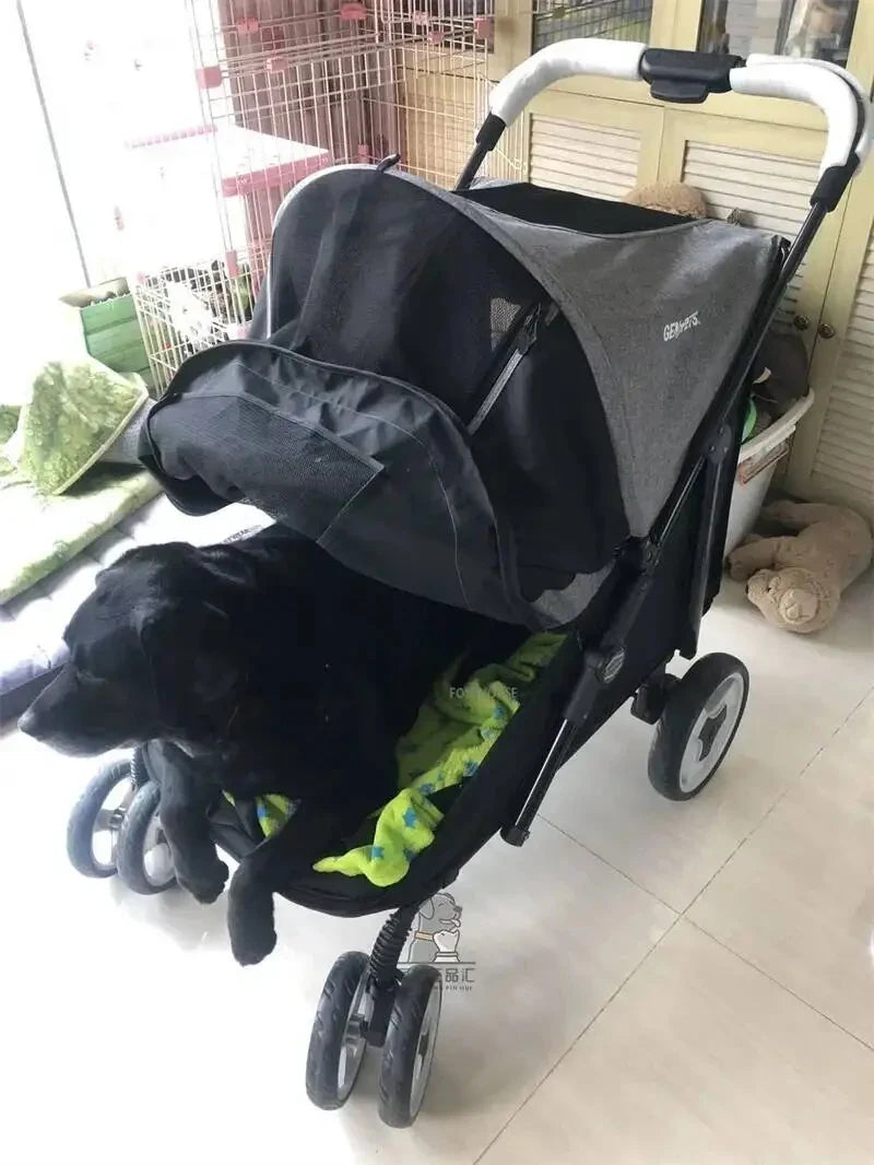 Portable Golden Retriever Large Dog Pet Stroller Cart Simple 4-wheel Foldable Large Capacity Stroller Outdoor Travel Pet Trolley