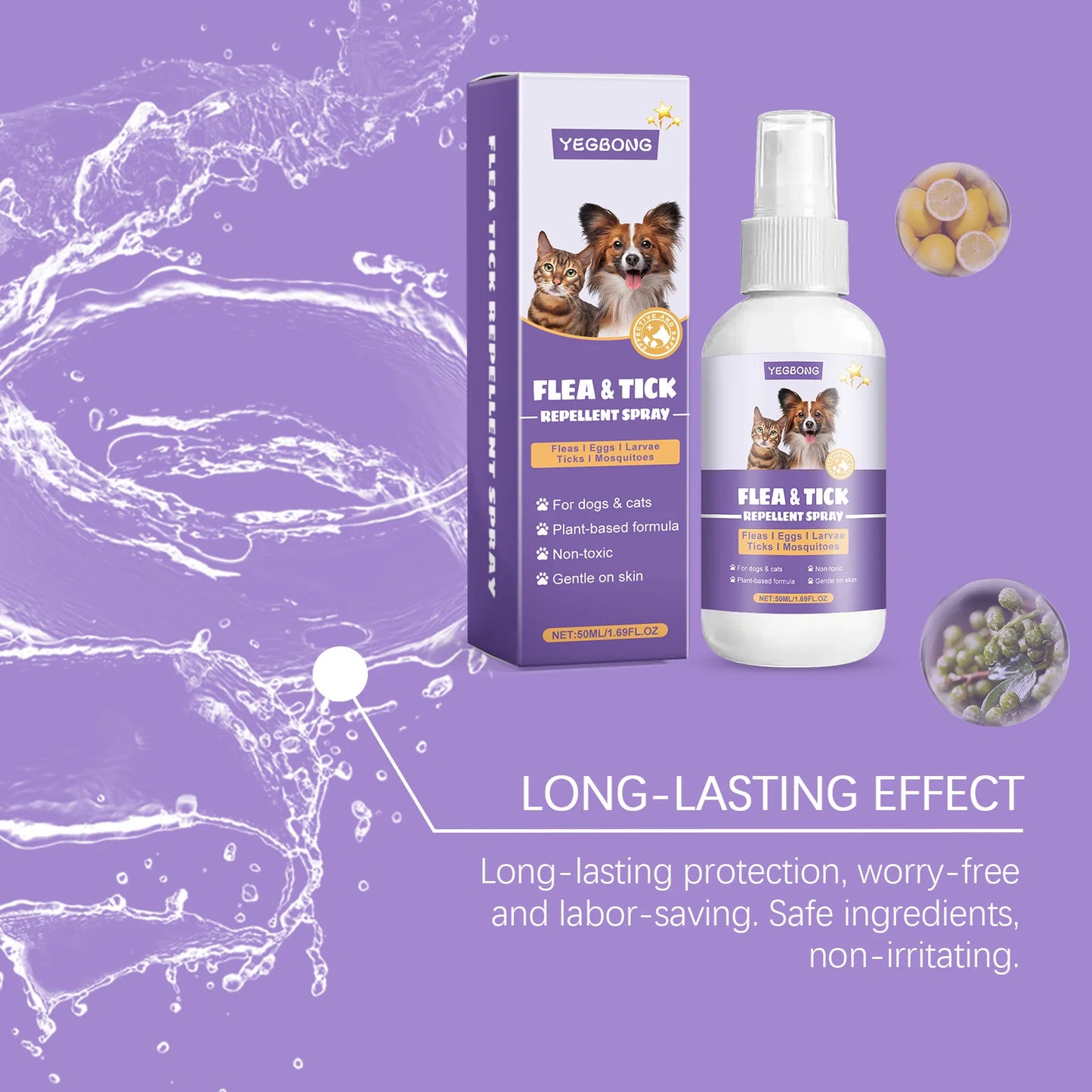 Pet Flea Spray Spray Effectively Removing Fleas Ticks Relieve Skin Itching Natural Ingredients Non Irritating Pet Flea Repellent