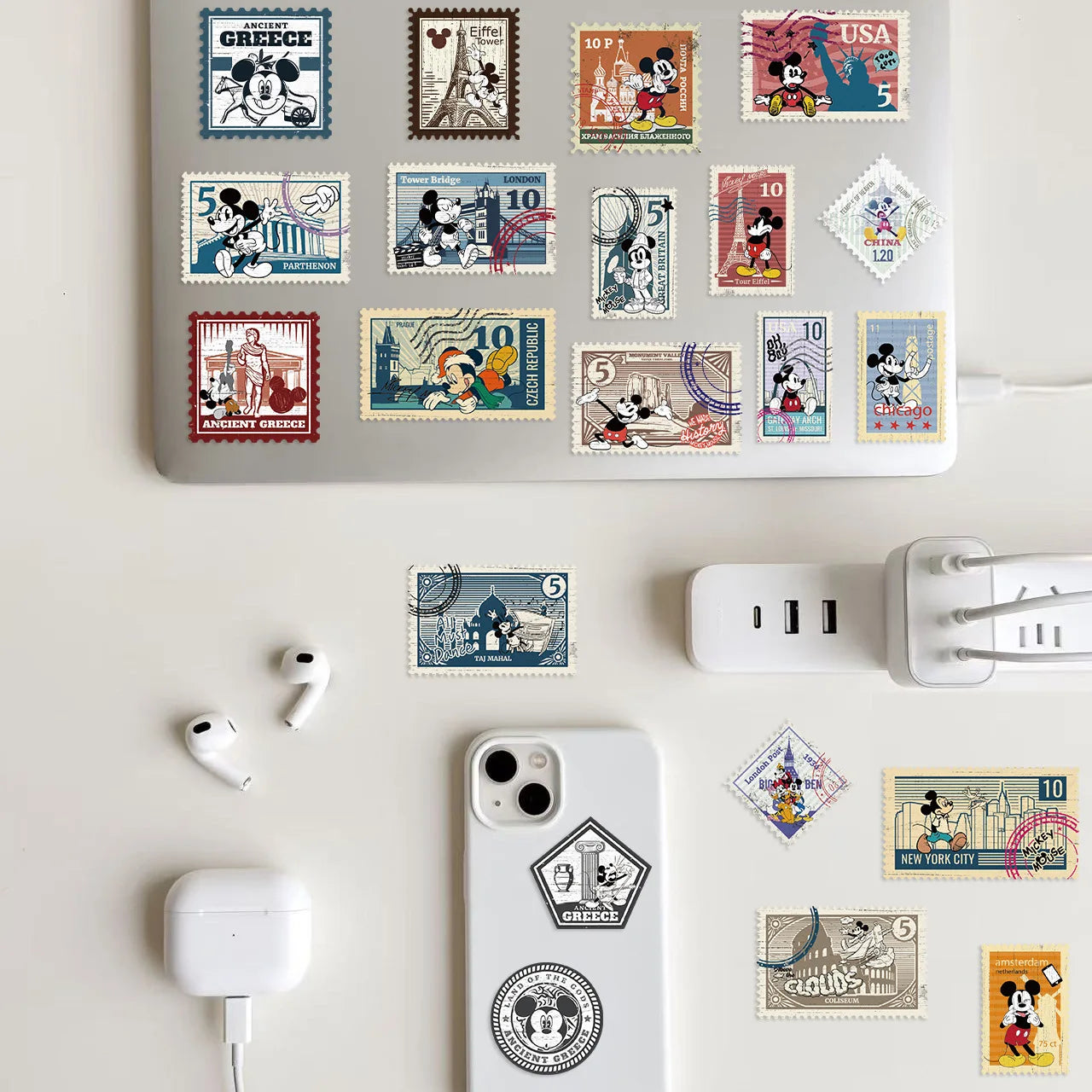 10/50PCS Vintage Mickey Stamps Graffiti Stickers Exquisite Sticker for Phone Computer Notebook Stationery DIY Toys Secret ﻿