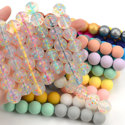 LOFCA 40pcs 12mm Silicone Beads Teething Chew Beads Food Grade Teether Necklace BPA Free Diy Jewelry Baby Teether Toy Pacifier