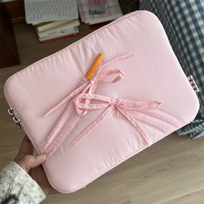 New 11/13/15.6 inch Laptop Sleeve Case Shockproof Bowknot Notebook Cover Ultra Thin Large Capacity Tablet Protective Pouch