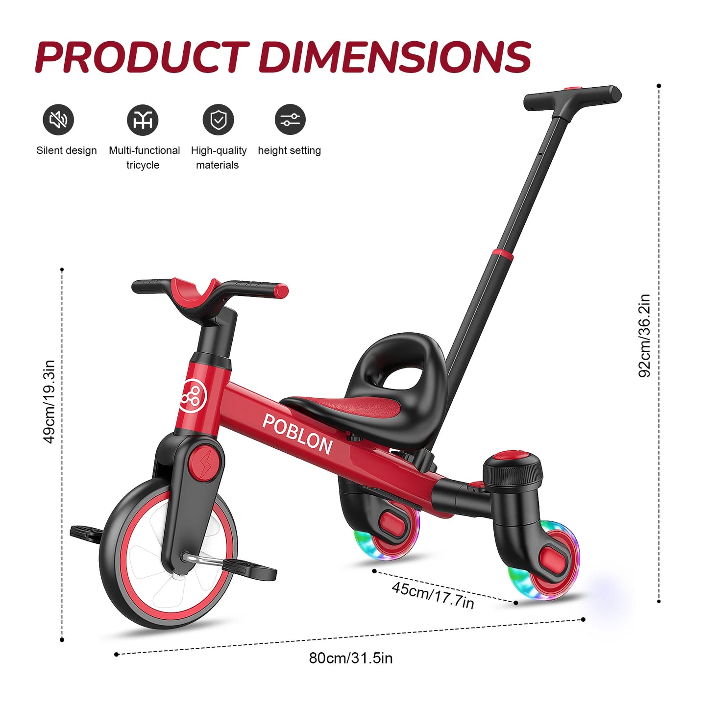 3-IN-1 Toddler Tricycle For 1.5-5 Years Old Drift Trike With 360° Spin Light Up Wheels Adjustable Seat Strong Frame Easy Assembly 3 Ride Modes Toddler Bike For Boys And Girls Indoor Outdoor Use White Pink Black Red