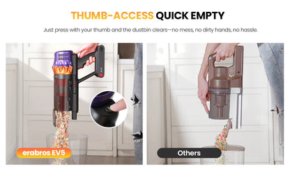 Erabros EV5 550W 70KPA Cordless Vacuum Cleaner Ultra-Strong Suction Power 80Mins Runtime Handheld Smart Vacuum Cleaner 4 Modes