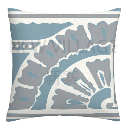 Lake blue white geometric linen pillowcase sofa cushion cover home decoration can be customized for you 40x40 45x45 50x50 60x60