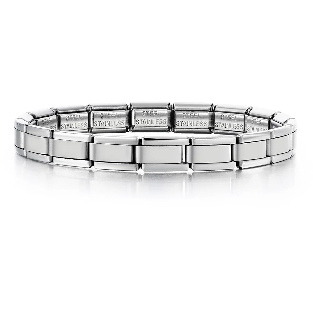GEMOSA 9mm Width Italian Charm Bracelet Fashion Stainless Steel Bangle Elastic Link Chain High Quality Factory DIY