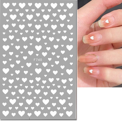 3d Nail Art Stickers Red Black White Love Hearts Stars Clouds French Full Tips Adhesive Nail Decals Slider For Manicure