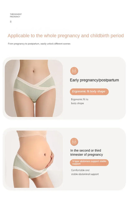 3PCS Soft Briefs V-shaped Abdominal Support Underpanties Pregnancy Childbirth Female Underwear Pregnant Woman Women's Panties