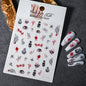 1sheet 5D Halloween Nail Stickers Pink/Green/Black Cartoon Pattern Nail Art Slider DIY For Sweet Cool Girl Cute Nail Decoration