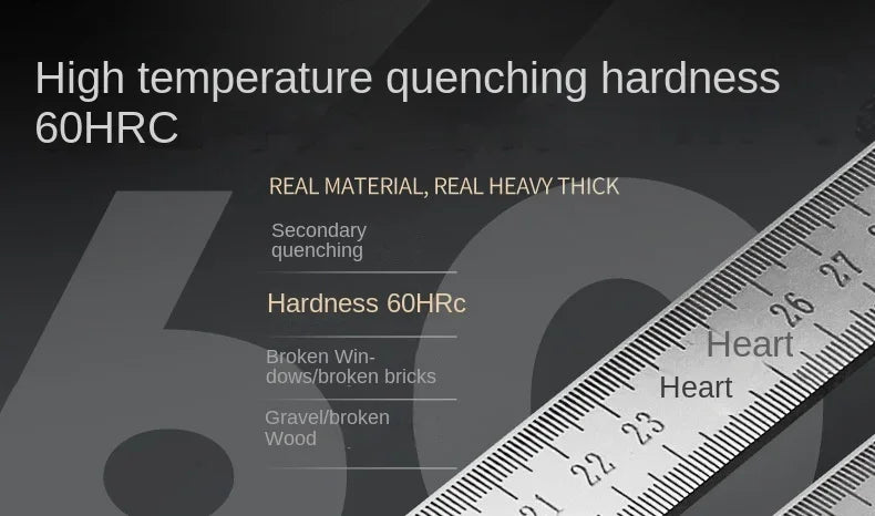Engineered for Emergencies: 50cm Stainless Steel Ruler with Hardened Tip for Measurement | Drafting Multi‑Tool&Window-Breaking