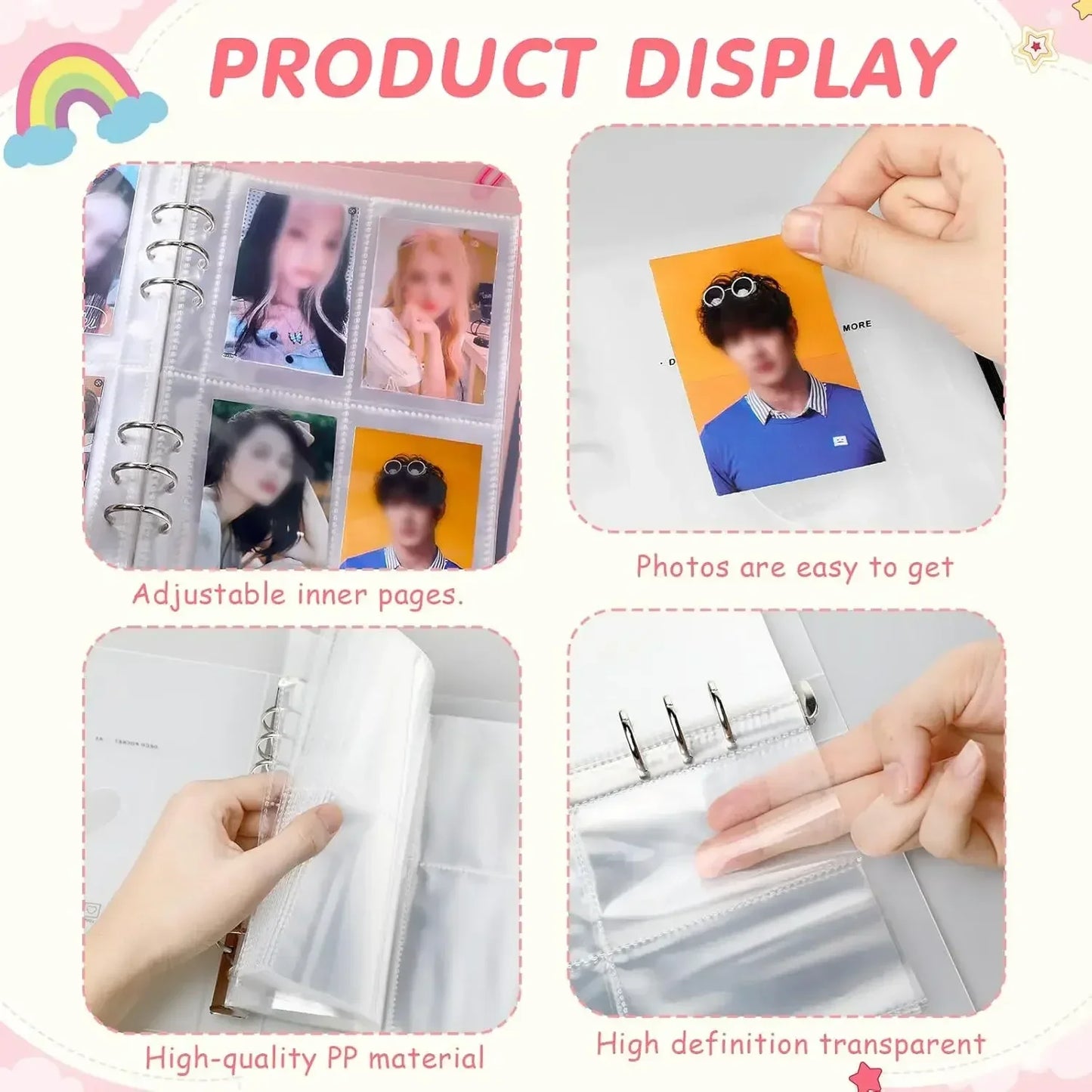 10pcs A5 Kpop Loose-leaf Collect Book Photo Cards Album Inlay Idol Card Collect Book Inner Page Stationery Birthday Gift포토카드 바인더