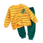 Summer Casual Baby Set Dinosaur Style Stripe T-shirt+Shorts 2Pcs Clothes for Boys Girls Soft Cotton Infant Outfit
