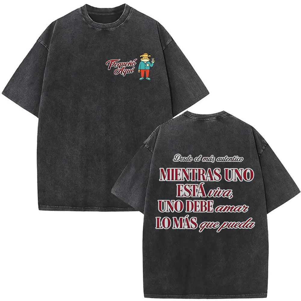 Rapper Bad Bunny Vintage Washed T Shirts Debi Tirar Mas Fotos DTMF T-shirts Men's Clothing Fashion High Quality T-shirt Couples