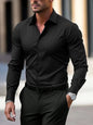 2025 Men's Shirt Brand New Solid Color Long Sleeve Smart Casual Four Season Elastic Male Business Shirts