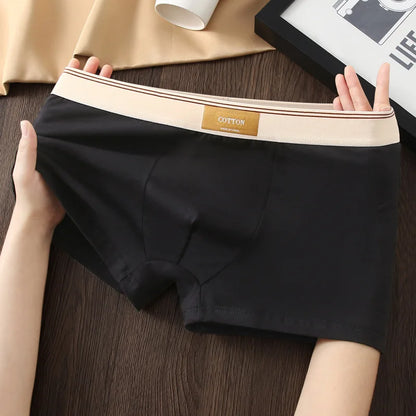 1/3Pcs Set Solid Color Men's Boxer Shorts Breathable Cotton Elastic Boyshorts Antibacterial 7A Level Comfortable Male Underwear