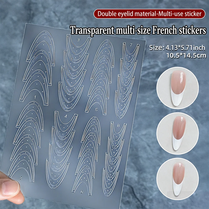 1pcs French Tip Guide Hollow Grid Nails Stencils Decals Self-Adhesive French Lines Nail Stickers Nail French Tips Guide Tools S@