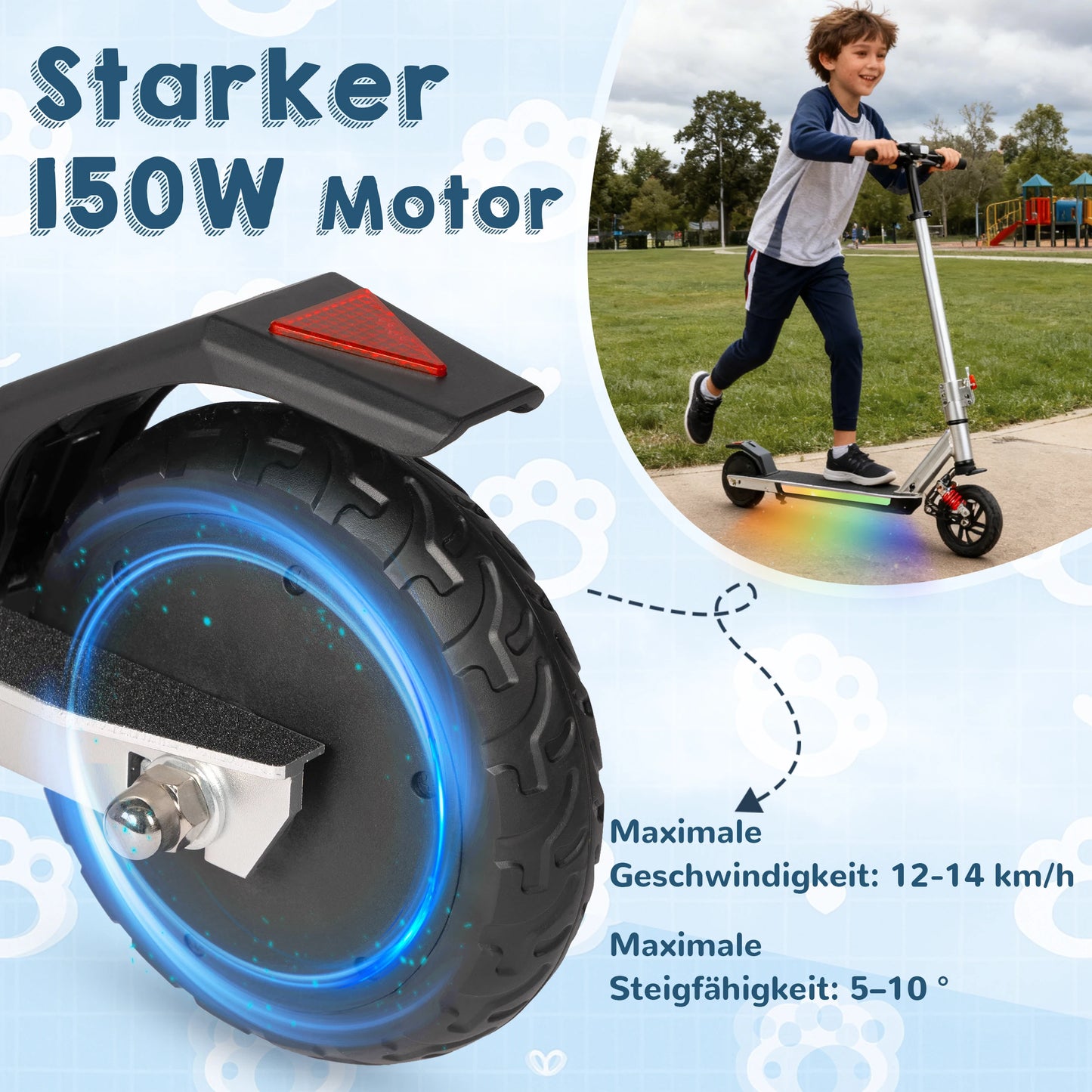 Sinaopus 6.5'' Electric Scooter for Kids 150W Motor, 126Wh Battery, 3-Height Adjustable Handlebar, Front Suspension, Foldable E-Scooter