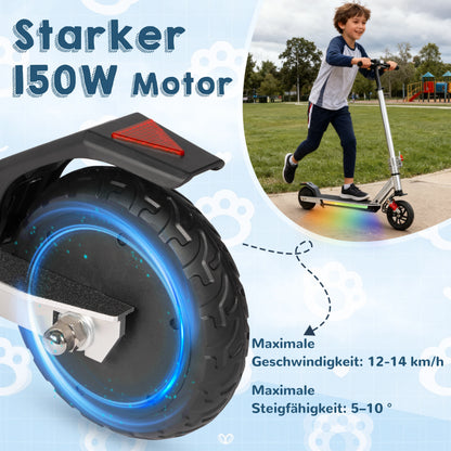 Sinaopus 6.5'' Electric Scooter for Kids 150W Motor, 126Wh Battery, 3-Height Adjustable Handlebar, Front Suspension, Foldable E-Scooter