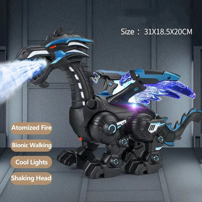 Simulation Fire Mechanical Dinoasur Water Spray Cool Light Electric Children Entertainment Puzzle Model Game Toys for Boys Gifts
