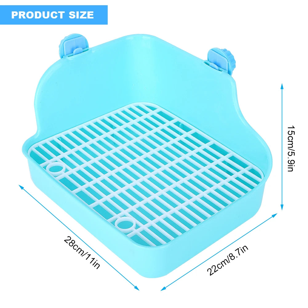 Square Shape Pet Toilet Plastic Easy to Install Small Animal Toilet for Rabbit Chinchilla Guinea Pig Cage Use