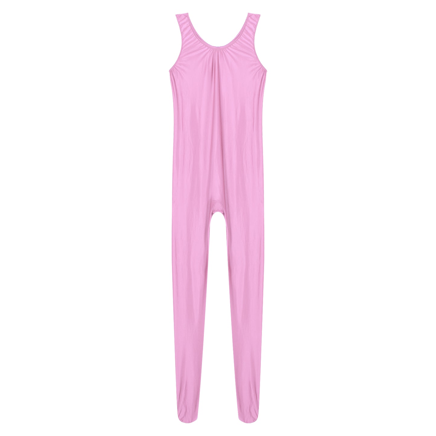 Women's Sleeveless Full Body Bodysuit Glossy Jumpsuit Gymnastics Fitness Swimming Leotard Pole Dance Costume Clubwear Lingerie