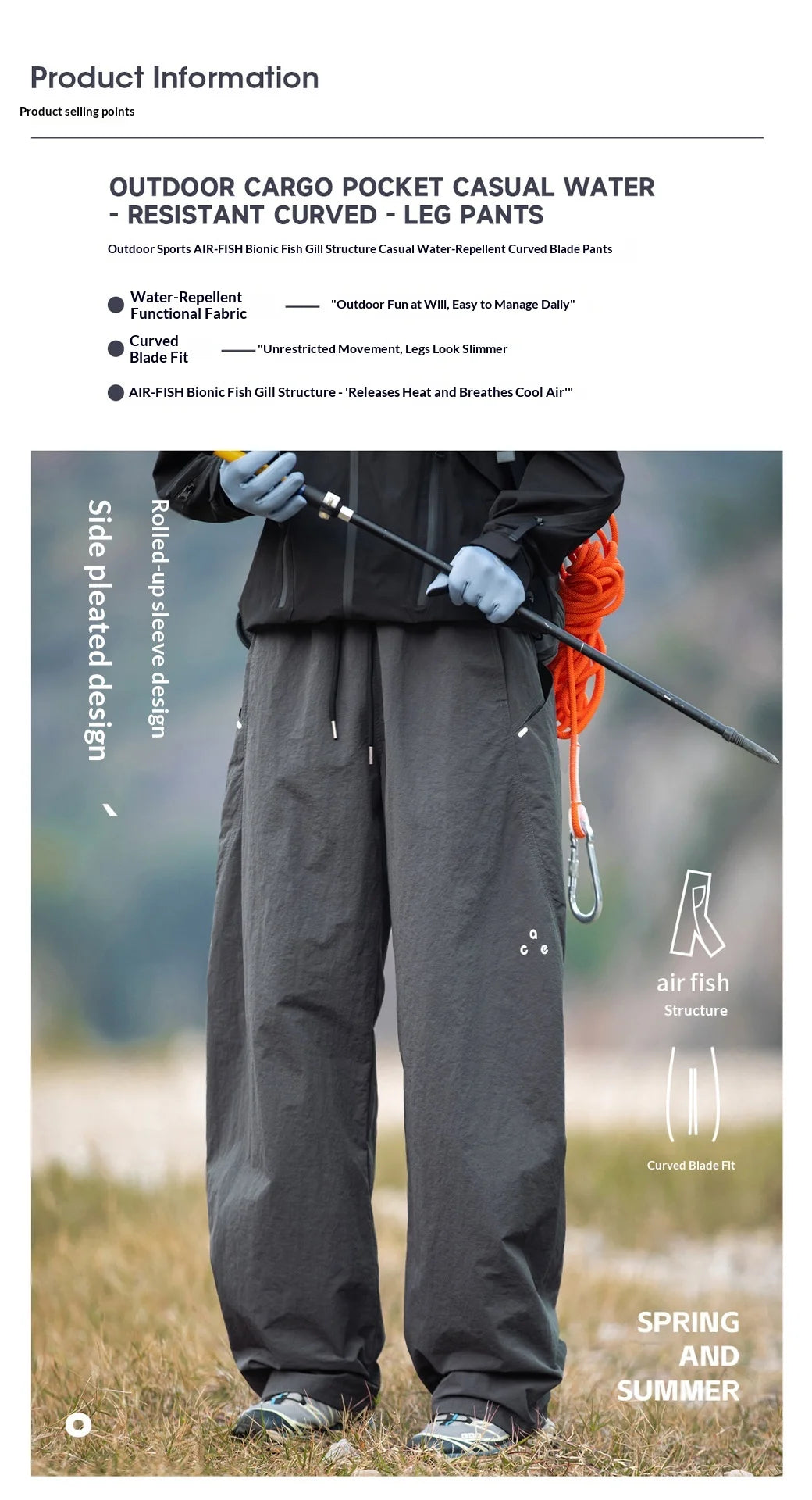 TFETTERS 2026 Spring New Arrival Outdoor Cargo Pants Man Water Repellent Windproof Oversized Curved Blade Techwear Trousers Men