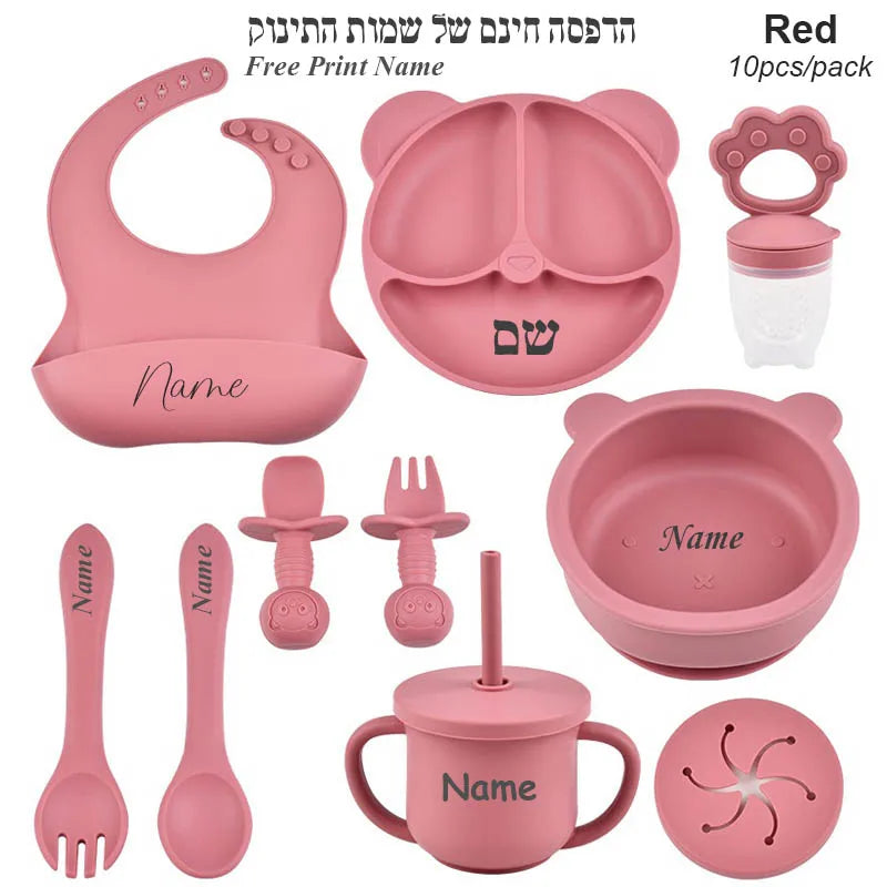 Baby Feeding Set Suction Cup Bowl Personalized Children's Tableware Set Baby Biting Toy Fruit Bear Plate Bowl Infant Cup Feeder