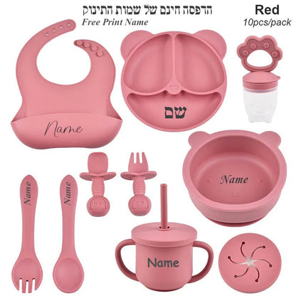 Baby Feeding Set Suction Cup Bowl Personalized Children's Tableware Set Baby Biting Toy Fruit Bear Plate Bowl Infant Cup Feeder